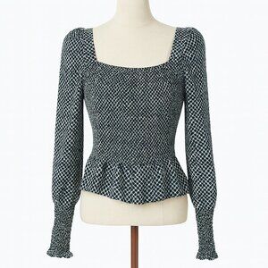 Worthington Blue & White Patterned Blouse – Size S, 100% Polyester